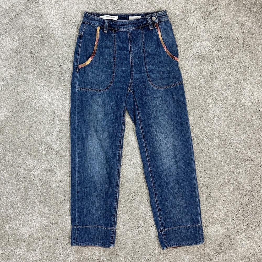 Pilcro and the Letterpress Jeans Womens 26 Blue Plaid Trim High Rise Excellent